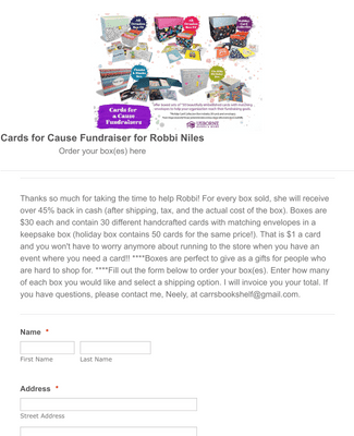 Cards For Cause Fundraiser For Robbi Niles