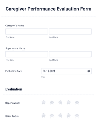 Caregiver Evaluation Form Sample