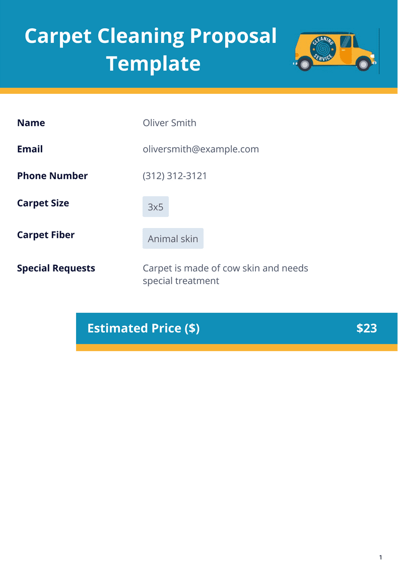 Carpet Cleaning Proposal Template Pdf Templates Jotform