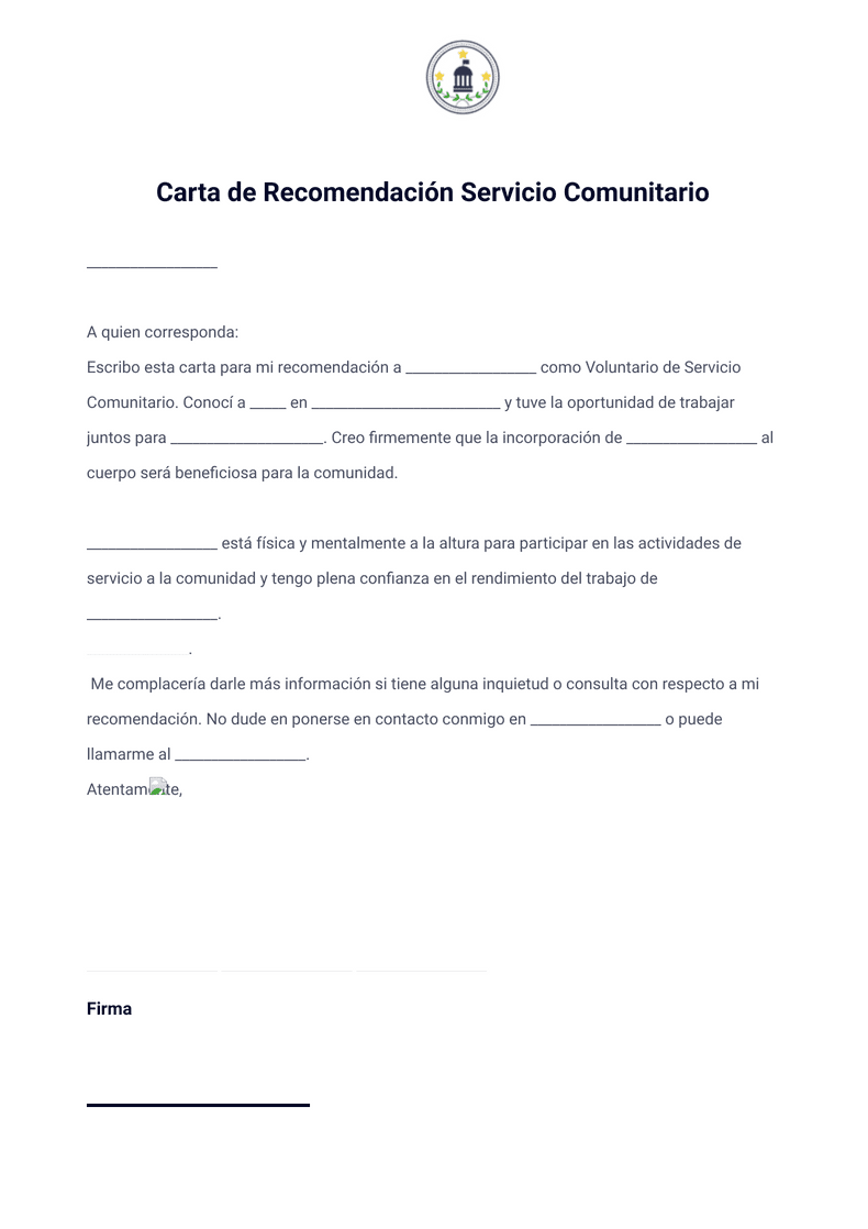 Carta de Recomendación Servicio Comunitario