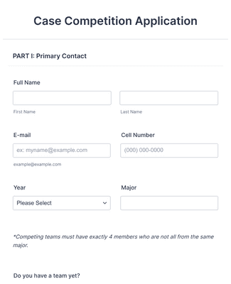 Form Templates: Case Competition Application Form