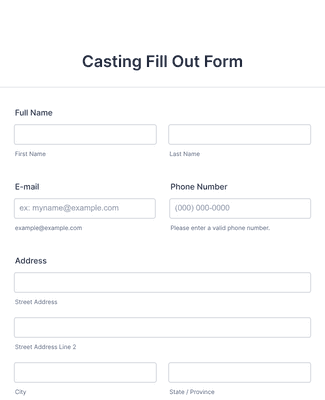 Form Templates: Casting Fill Out Form