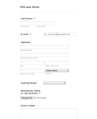 Casting Fill-out form