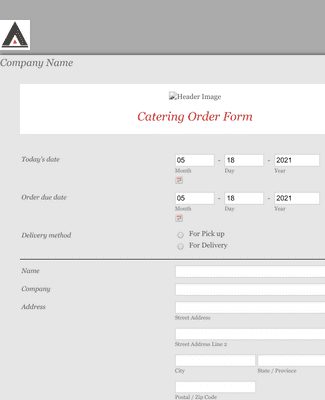Catering Booking Form