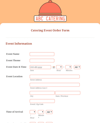 printable catering order form Images High Quality... Catering Services Order Form Template | Jotform
