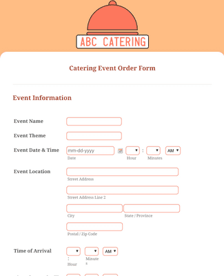 Catering Event Order Form Template