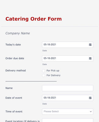 Caterease Kitchen Order Prints Catering Services Order Form Template | Jotform