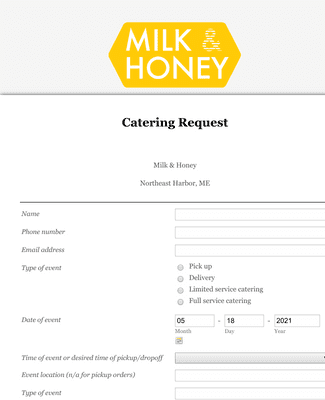 Form Templates: Catering Request Form