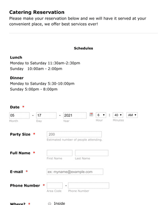 Restaurant Reservation Form Template | JotForm