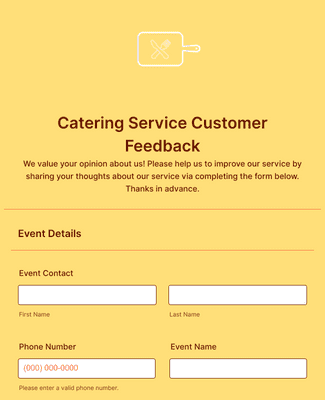 Form Templates: Catering Service Customer Feedback Form
