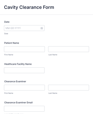 Cavity Clearance Form Template | Jotform