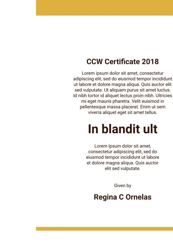 CCW Certificate