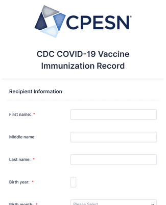 Form Templates: CDC COVID 19 Vaccine Immunization Records