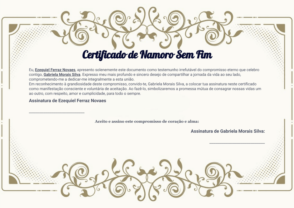 Certificado de Namoro - Modelos para PDFs | Jotform