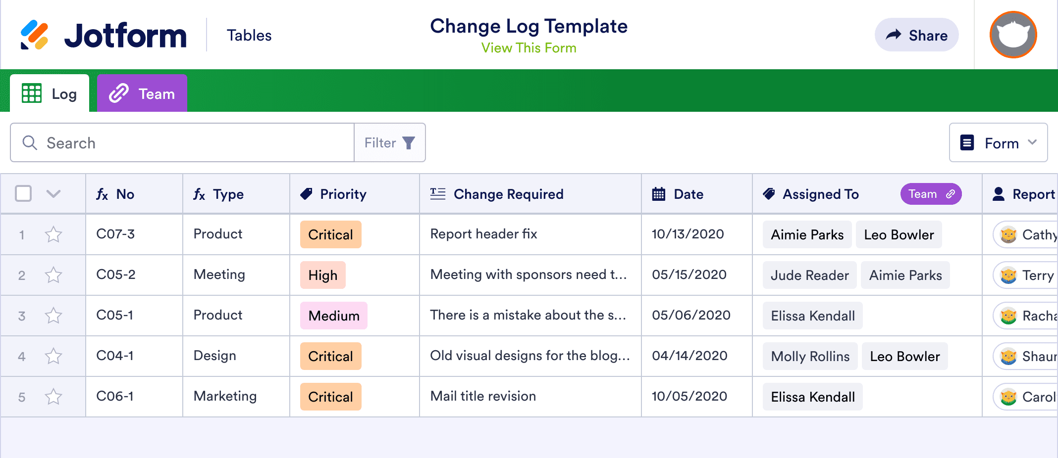 change-log-template-jotform-tables