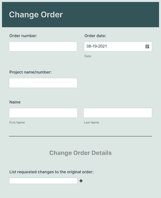 Field Change Order Form Template | Jotform