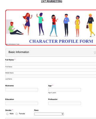 Form Templates: Character Profile Form