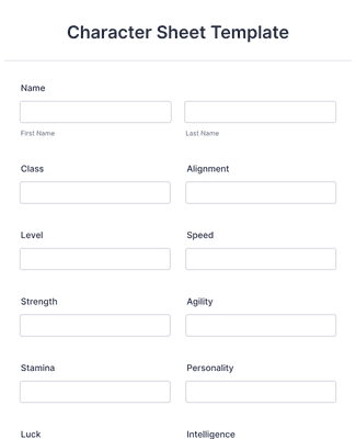 Form Templates: Character Sheet Template