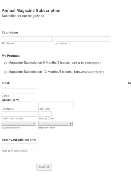 Annual Magazine Subscription Template Form Template | Jotform