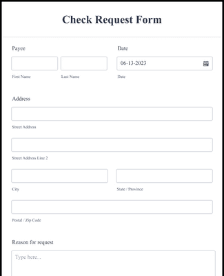 Check Request Form Template | Jotform