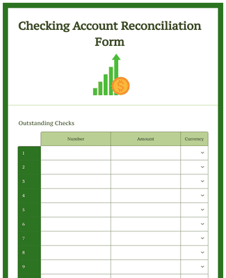 Checking Account Reconciliation Form Template | Jotform