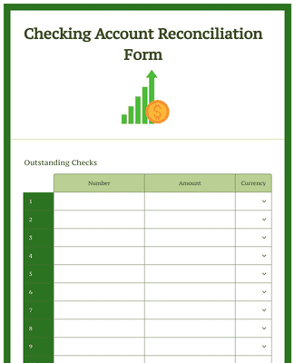 Checking Account Reconciliation Form