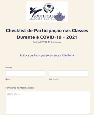 Form Templates: Checklist de Participação nas Classes Durante a COVID 19