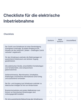 Form Templates: Checkliste für die elektrische Inbetriebnahme