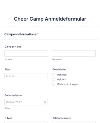 Form Templates: Cheer Camp Anmeldeformular