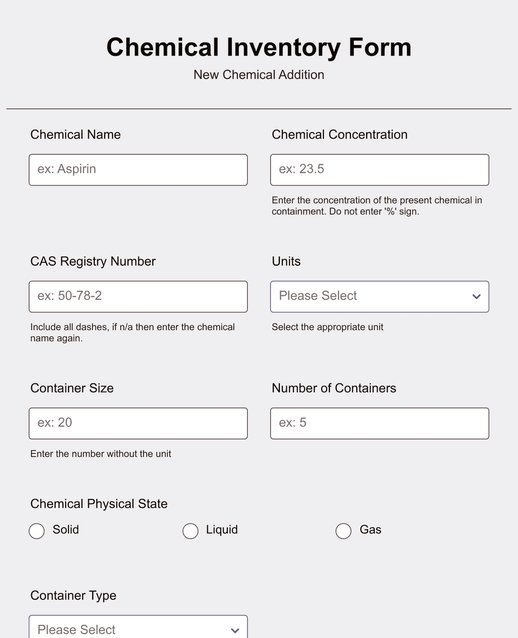 Chemical Inventory Form Template | Jotform