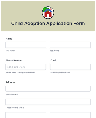 Child Adoption Application Form Template | Jotform