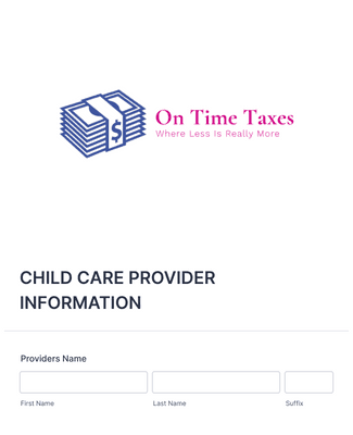 Form Templates: Child Care Provider Information
