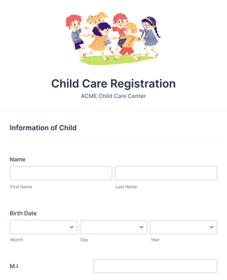 Form Templates: Child Care Registration