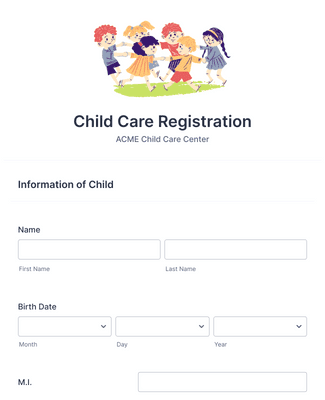 Child Care Registration Form Template | Jotform