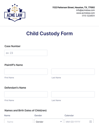 Child Custody Form Template | Jotform