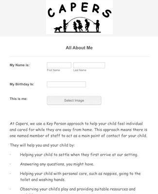 Child Information Form Template