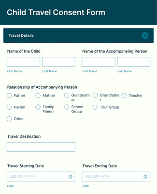 Form Templates: Child Travel Consent Form
