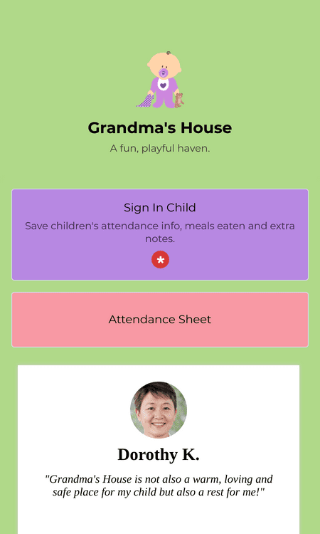 Childcare Sign In App