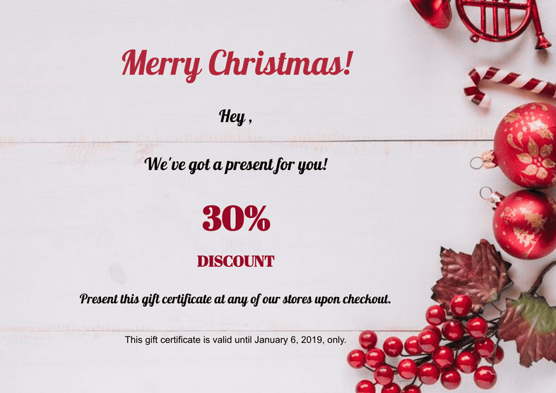 PDF Templates: Christmas Gift Certificate Template