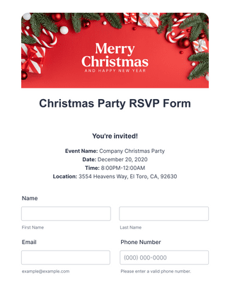 Form Templates: Christmas Party RSVP Form