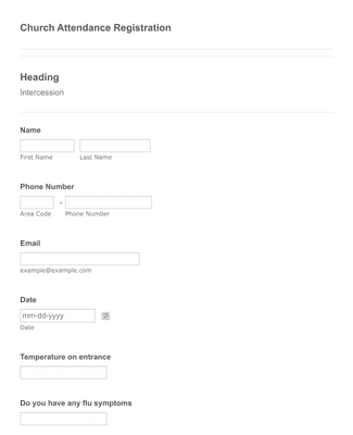 Church Attendance Registration Form Template | Jotform