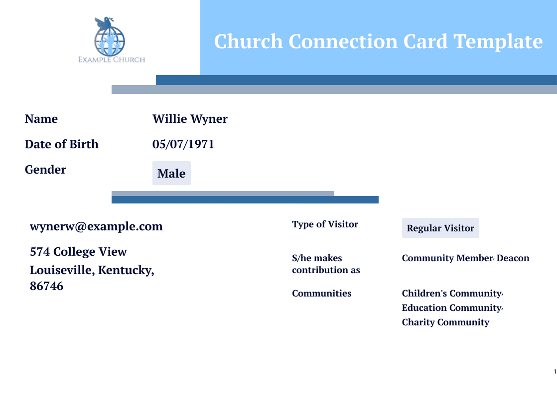 PDF Templates: Church Connection Card Template