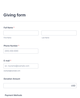 Form Templates: Church Donation Giving Form