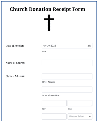 Church Donation Receipt Form