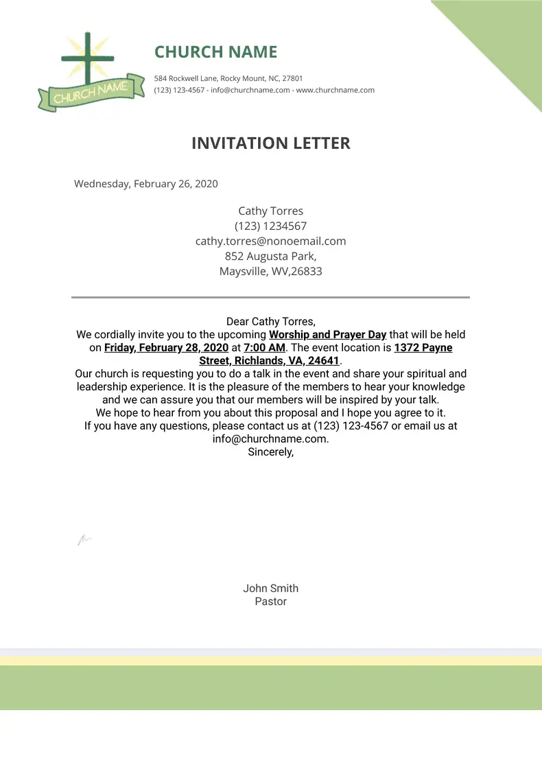 Church Invitation Letter