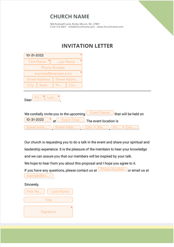 PDF Templates: Church Invitation Letter