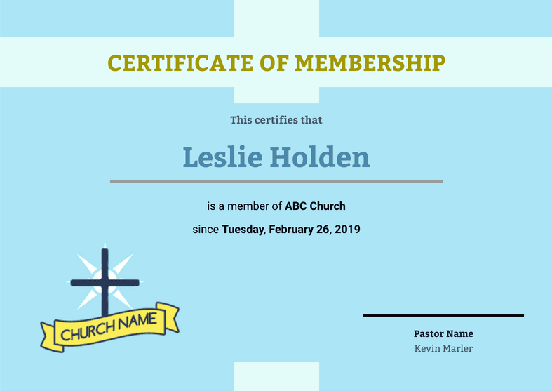 PDF Templates: Church Membership Certificate