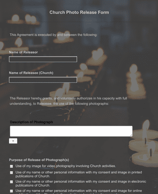 Form Templates: Church Photo Release Form