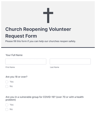 Form Templates: Church Reopening Volunteer Request Form