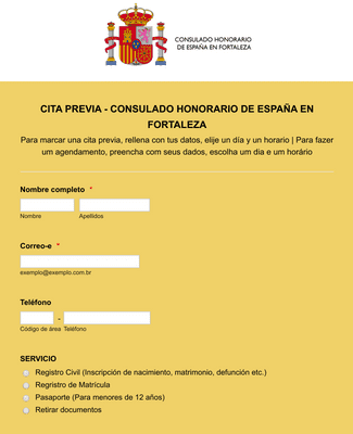 Form Templates: Cita Previa Consulado en Fortaleza